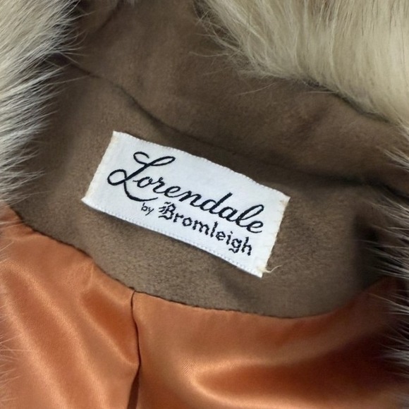Vintage 60s lorendale by bromleigh union made Tan Longline Coat Faux Fur Collar - Picture 3 of 9